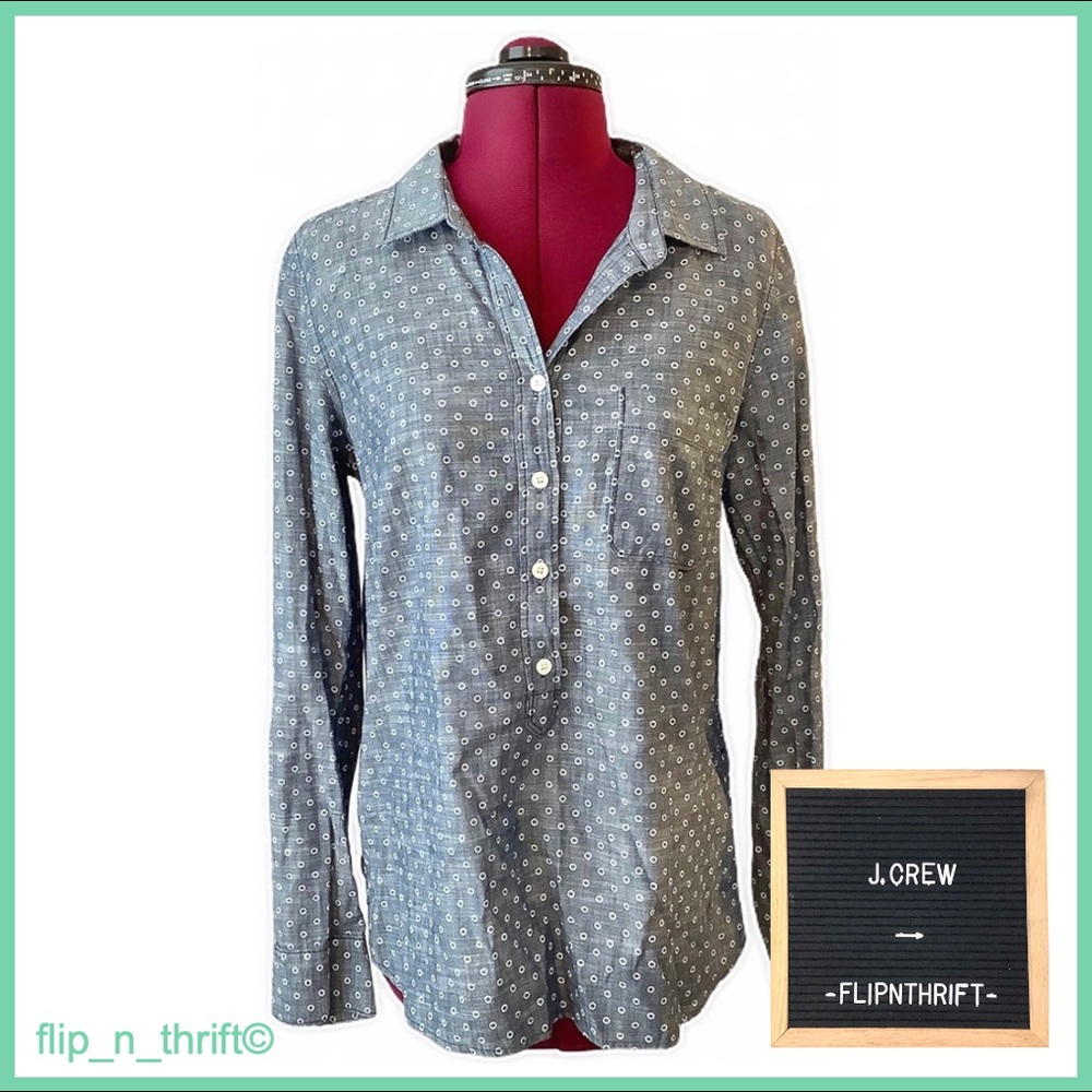 🔵J. CREW Blue/White Polka Dot Top